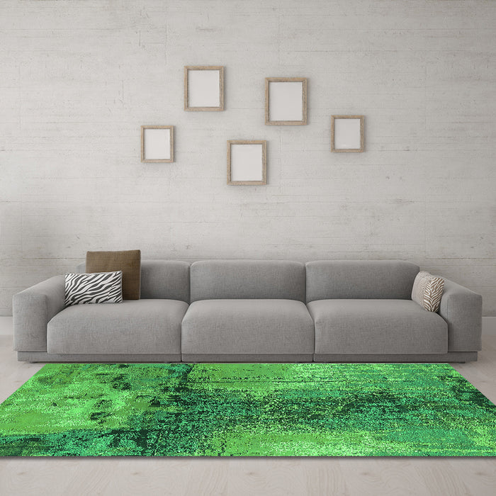 Machine Washable Oriental Green Industrial Area Rugs in a Living Room,, wshurb2793grn