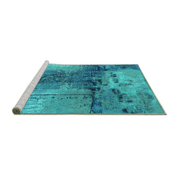 Sideview of Machine Washable Oriental Turquoise Industrial Area Rugs, wshurb2793turq