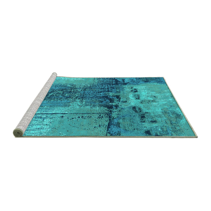 Sideview of Machine Washable Oriental Turquoise Industrial Area Rugs, wshurb2793turq