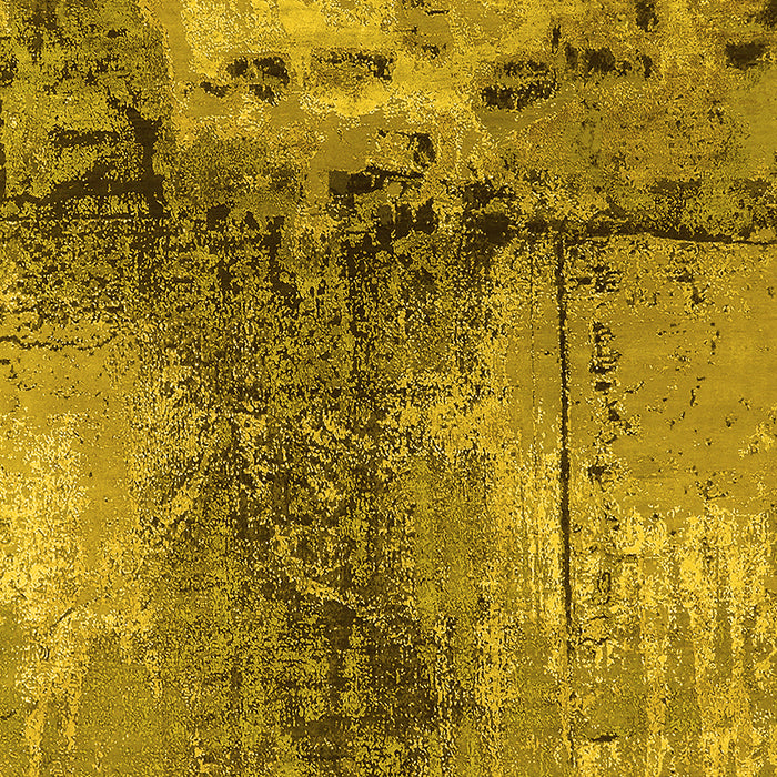 Machine Washable Oriental Yellow Industrial Rug, wshurb2793yw