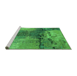 Sideview of Machine Washable Oriental Green Industrial Area Rugs, wshurb2793grn
