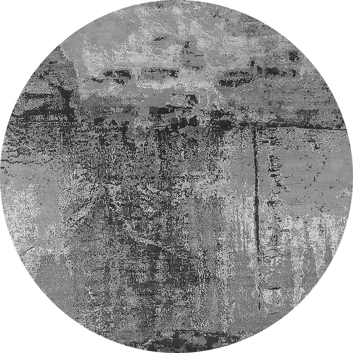 Round Machine Washable Oriental Gray Industrial Rug, wshurb2793gry