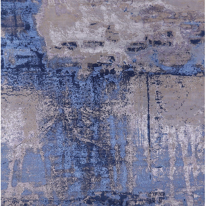 Square Machine Washable Industrial Modern Dark Slate Blue Purple Rug, wshurb2793