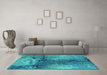 Machine Washable Oriental Turquoise Industrial Area Rugs in a Living Room,, wshurb2793turq