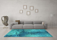 Machine Washable Oriental Turquoise Industrial Rug, wshurb2793turq