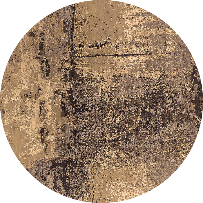 Round Oriental Brown Industrial Rug, urb2793brn