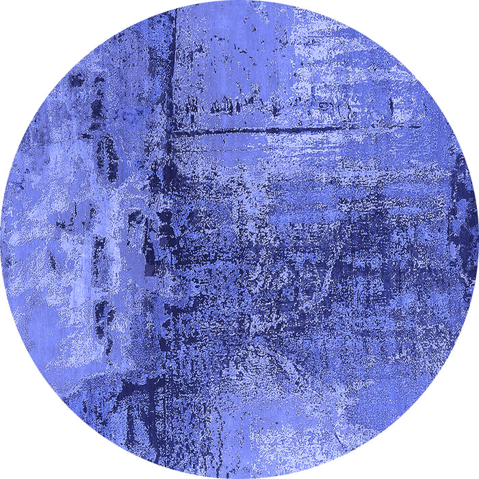 Round Oriental Blue Industrial Rug, urb2793blu