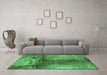 Machine Washable Oriental Emerald Green Industrial Area Rugs in a Living Room,, wshurb2793emgrn