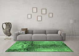 Machine Washable Oriental Emerald Green Industrial Area Rugs in a Living Room,, wshurb2793emgrn