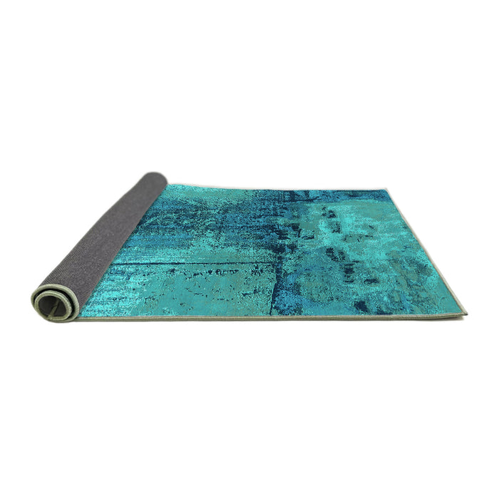 Sideview of Oriental Turquoise Industrial Rug, urb2793turq