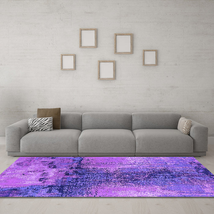 Machine Washable Oriental Purple Industrial Area Rugs in a Living Room, wshurb2793pur