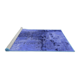 Sideview of Machine Washable Oriental Blue Industrial Rug, wshurb2793blu