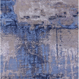 Square Mid-Century Modern Dark Slate Blue Purple Oriental Rug, urb2793