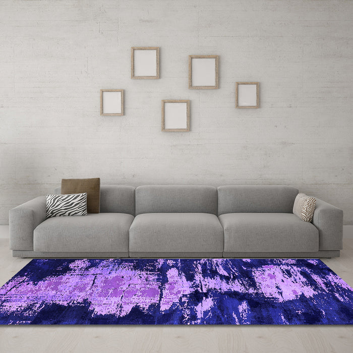Machine Washable Oriental Purple Industrial Area Rugs in a Living Room, wshurb2794pur