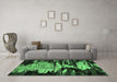 Machine Washable Oriental Emerald Green Industrial Area Rugs in a Living Room,, wshurb2794emgrn