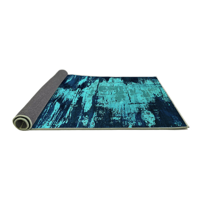 Sideview of Oriental Turquoise Industrial Rug, urb2794turq
