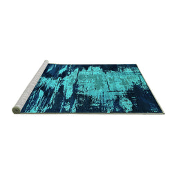 Sideview of Machine Washable Oriental Turquoise Industrial Area Rugs, wshurb2794turq