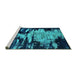 Sideview of Machine Washable Oriental Turquoise Industrial Area Rugs, wshurb2794turq