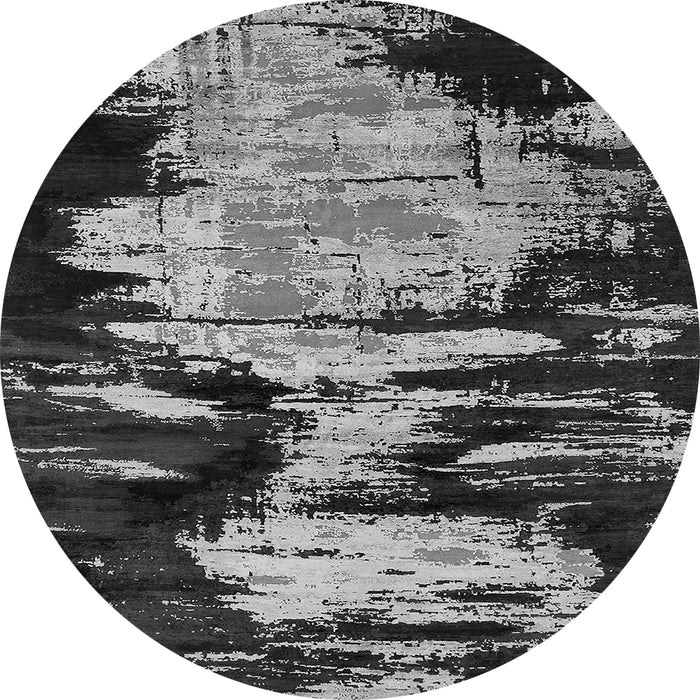 Round Machine Washable Oriental Gray Industrial Rug, wshurb2794gry