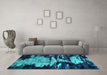 Machine Washable Oriental Turquoise Industrial Area Rugs in a Living Room,, wshurb2794turq