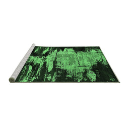 Sideview of Machine Washable Oriental Emerald Green Industrial Area Rugs, wshurb2794emgrn