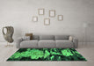 Machine Washable Oriental Green Industrial Area Rugs in a Living Room,, wshurb2794grn