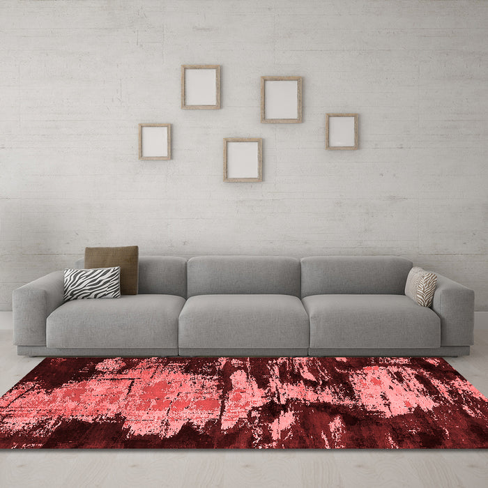 Industrial Red Washable Rugs