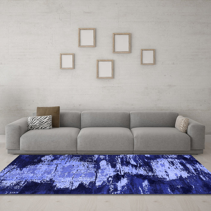 Machine Washable Oriental Blue Industrial Rug in a Living Room, wshurb2794blu