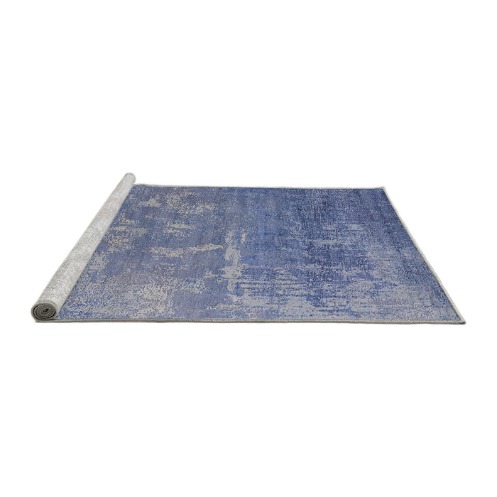 Sideview of Machine Washable Industrial Modern Azure Blue Rug, wshurb2795