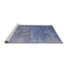 Sideview of Machine Washable Industrial Modern Azure Blue Rug, wshurb2795