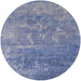 Round Mid-Century Modern Azure Blue Oriental Rug, urb2795