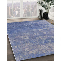 Mid-Century Modern Azure Blue Oriental Rug, urb2795