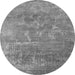 Round Machine Washable Oriental Gray Industrial Rug, wshurb2795gry