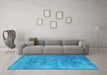 Machine Washable Oriental Light Blue Industrial Rug in a Living Room, wshurb2795lblu