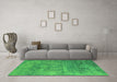 Machine Washable Oriental Green Industrial Area Rugs in a Living Room,, wshurb2795grn