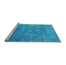 Sideview of Machine Washable Oriental Light Blue Industrial Rug, wshurb2795lblu