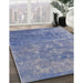 Mid-Century Modern Azure Blue Oriental Rug in Family Room, urb2795