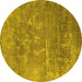 Round Oriental Yellow Industrial Rug, urb2795yw