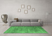 Machine Washable Oriental Emerald Green Industrial Area Rugs in a Living Room,, wshurb2795emgrn