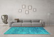 Machine Washable Oriental Turquoise Industrial Area Rugs in a Living Room,, wshurb2795turq