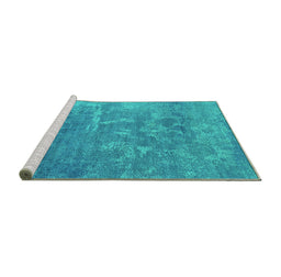 Sideview of Machine Washable Oriental Turquoise Industrial Area Rugs, wshurb2795turq