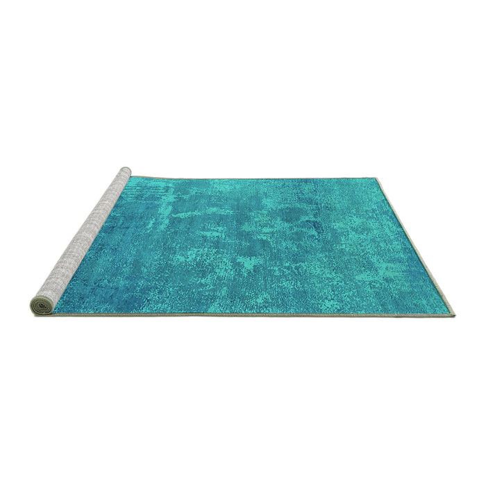 Sideview of Machine Washable Oriental Turquoise Industrial Area Rugs, wshurb2795turq