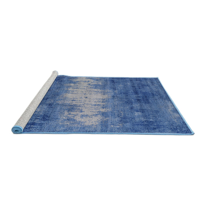 Sideview of Machine Washable Industrial Modern Blue Rug, wshurb2796