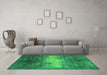 Machine Washable Oriental Green Industrial Area Rugs in a Living Room,, wshurb2796grn