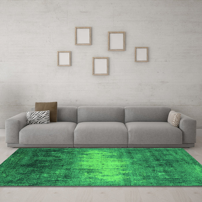 Machine Washable Oriental Green Industrial Area Rugs in a Living Room,, wshurb2796grn