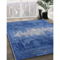 Mid-Century Modern Blue Oriental Rug, urb2796