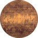 Round Machine Washable Oriental Orange Industrial Area Rugs, wshurb2796org