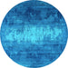 Round Oriental Light Blue Industrial Rug, urb2796lblu