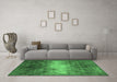 Machine Washable Oriental Emerald Green Industrial Area Rugs in a Living Room,, wshurb2796emgrn