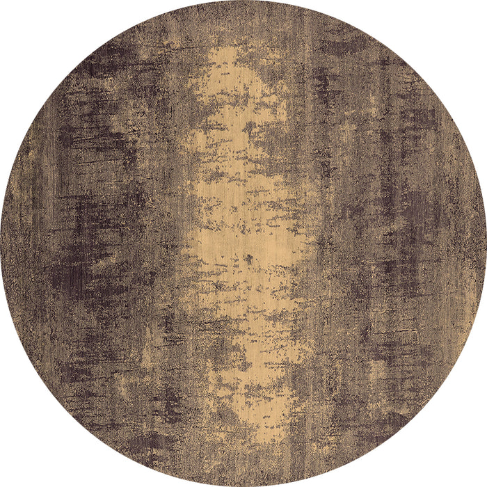 Round Machine Washable Oriental Brown Industrial Rug, wshurb2796brn